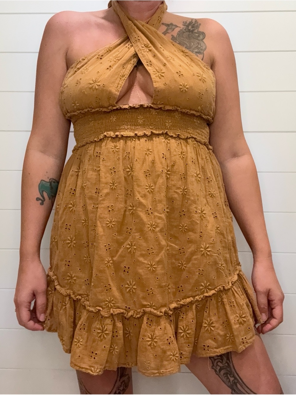 aerie Rust Halter Ruffle Mini Dress - Picture 4 of 8